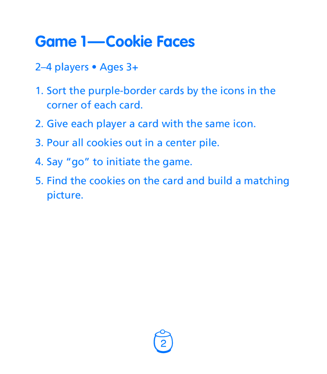 Learning Resources Goodie Game manual Game 1 - Cookie Faces 